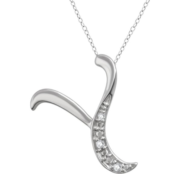 Arista Diamond Accent White "Y" Initial Women's Pendant in Sterling Silver, 18"