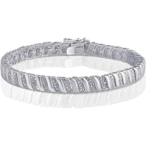 Arista Diamond Accent Women's S-Link Bracelet in Silver tone Brass, 7.5"