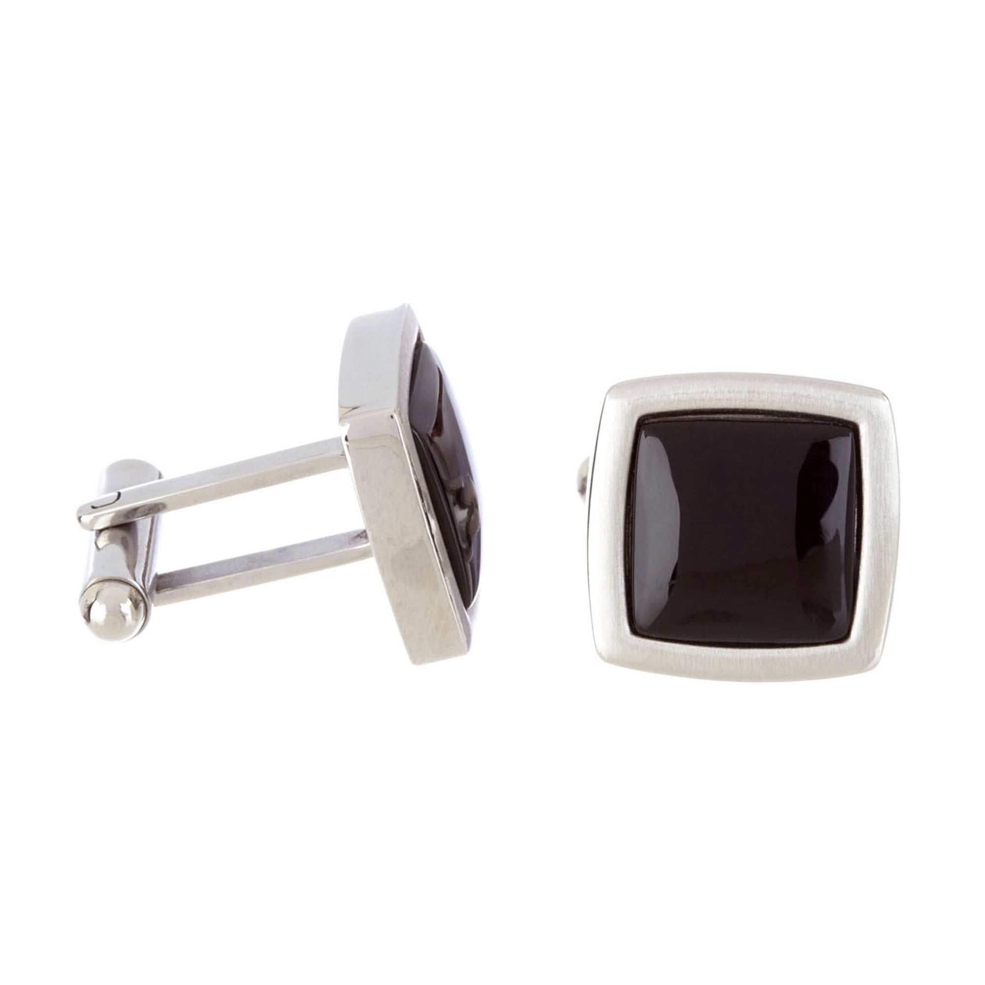 Arista Genuine Square Black Onyx Men's Cuff Links in Stainless Steel