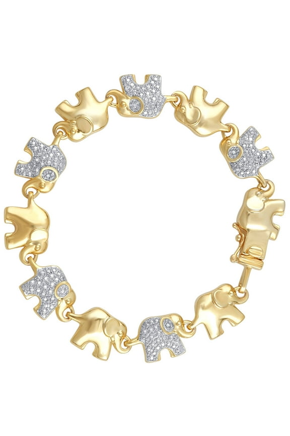 Gold Tone Elephant Bracelet, 7.5"