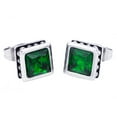 thumbnail image 1 of Arista Green Princess Cut Cubic Zirconia Stud Earrings in Stainless Steel, 1 of 2