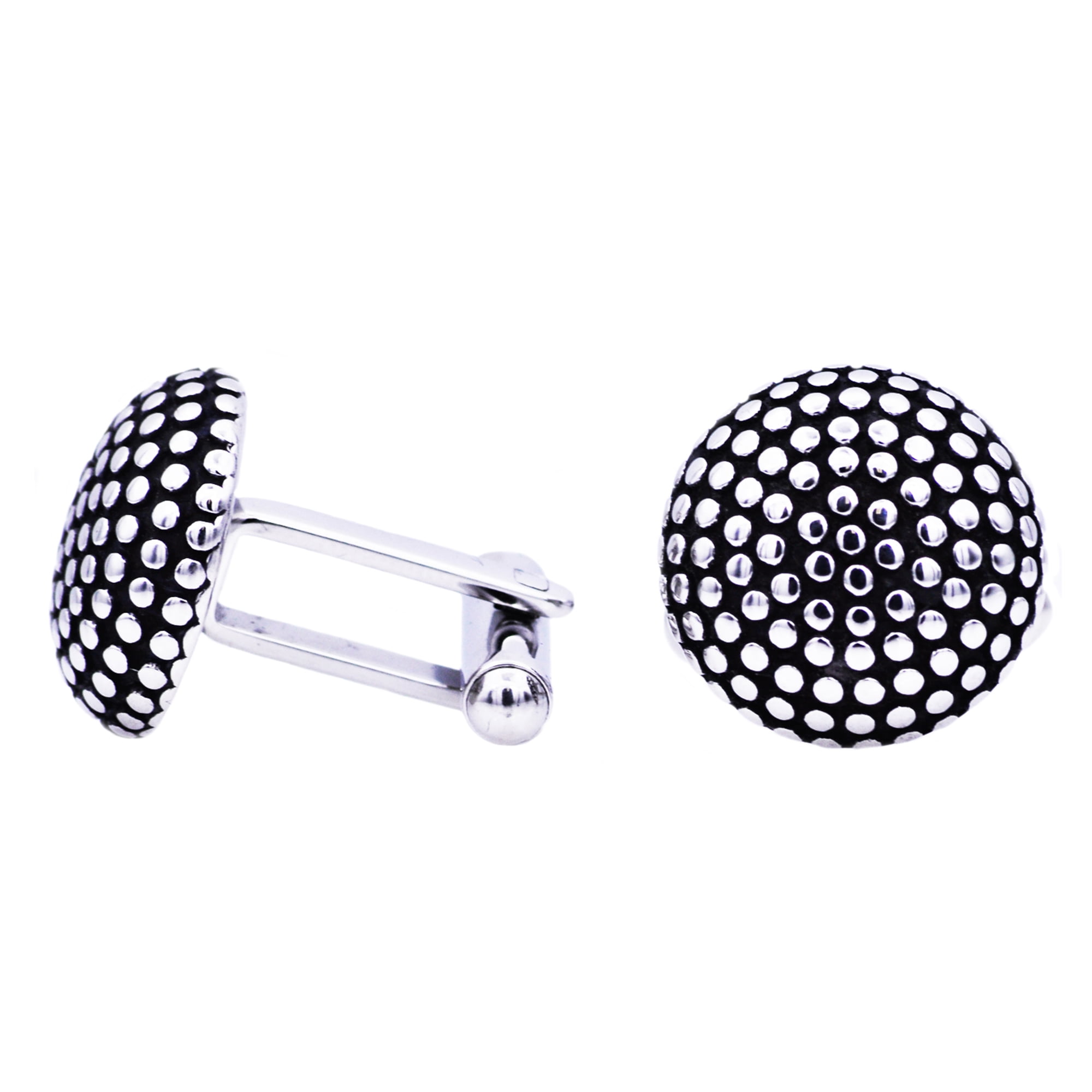 Arista Men's Classic designs Cuff Links in Black and White Stainless Steel