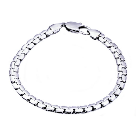 Arista Men's Flat Box Link Chain Bracelet in Stainless Steel, 24"