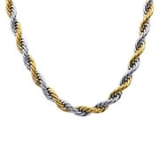 Arista Mens Gold Plated Stainless Steel Rope Chain Necklace, 24