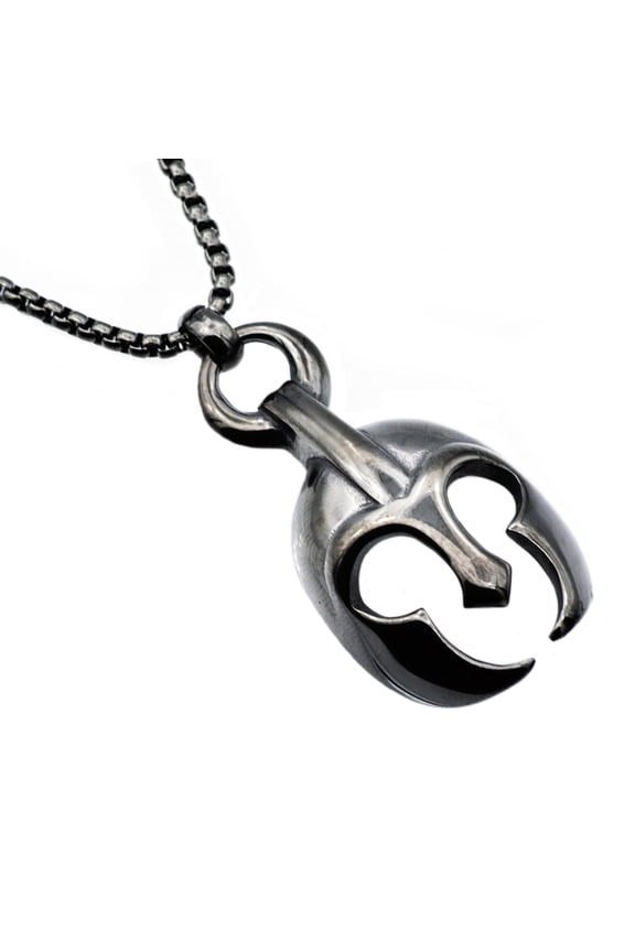 Men's Spartan Helmet Design Pendant Necklace in Solid Stainless Steel, 18"
