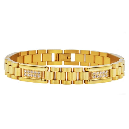 Arista Polished Gold Stainless Steel Micro Link Bracelet