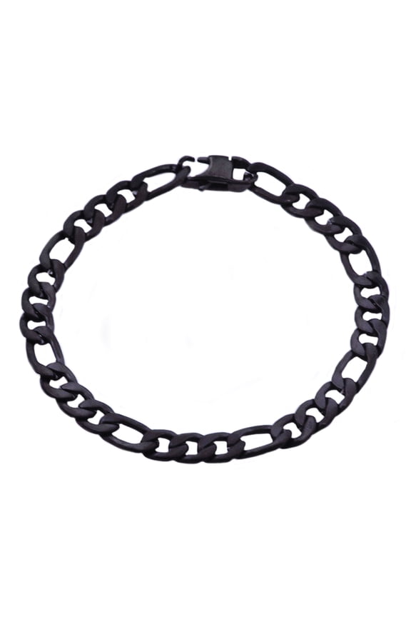 Rose and Gold Plated Stainless Steel Figaro Link Chain Men's Bracelet, 8.5"