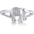 thumbnail image 1 of Arista Round Diamond Accent Women's Elephant Fashion Ring in Silver-Tone Brass, 1 of 1