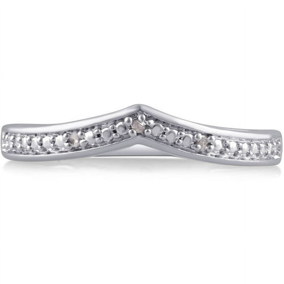 Arista Round Diamond Accent Women's Fashion Contour Wedding Band in Silver Tone Brass