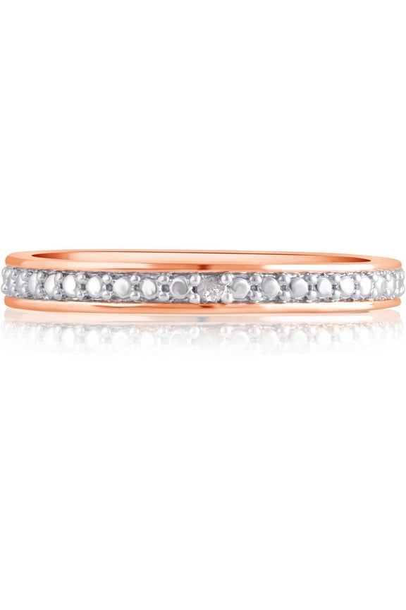 Round Diamond Accent Women's Fashion Wedding Band in 14K Rose Gold plated Brass