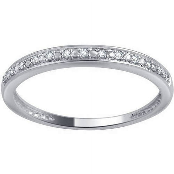 Arista Round Diamond Accent Women's Fine Prong Set Classic Wedding Band in 10K White Gold (I-J, I2-I3)
