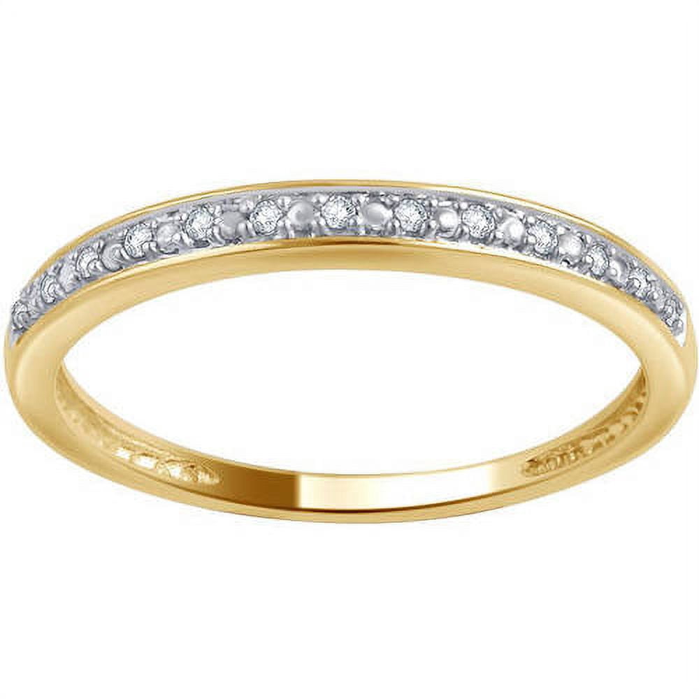 Arista Round Diamond Accent Women's Fine Prong Set Classic Wedding Band in 10K Yellow Gold (I-J, I2-I3)