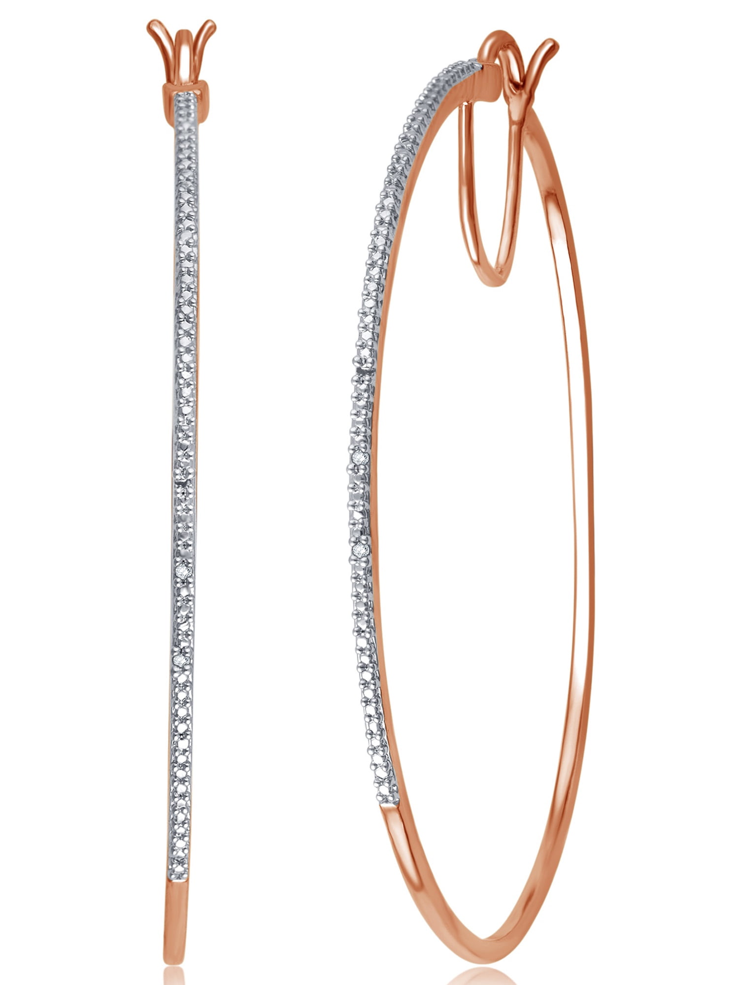 Arista Round Diamond Accent Women's Hoop Earrings in Rose Gold over Brass