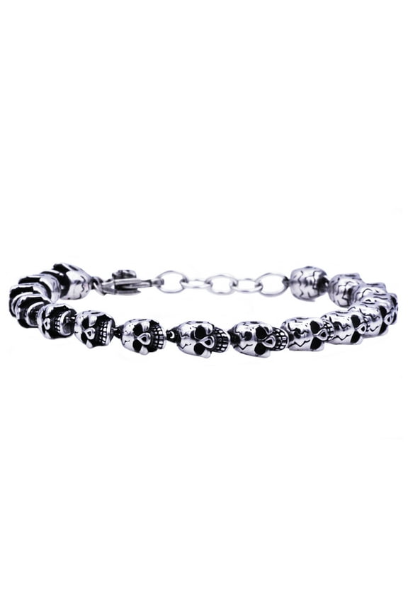 Stainless Steel Skull Chain Men's Bracelet, 8.5"