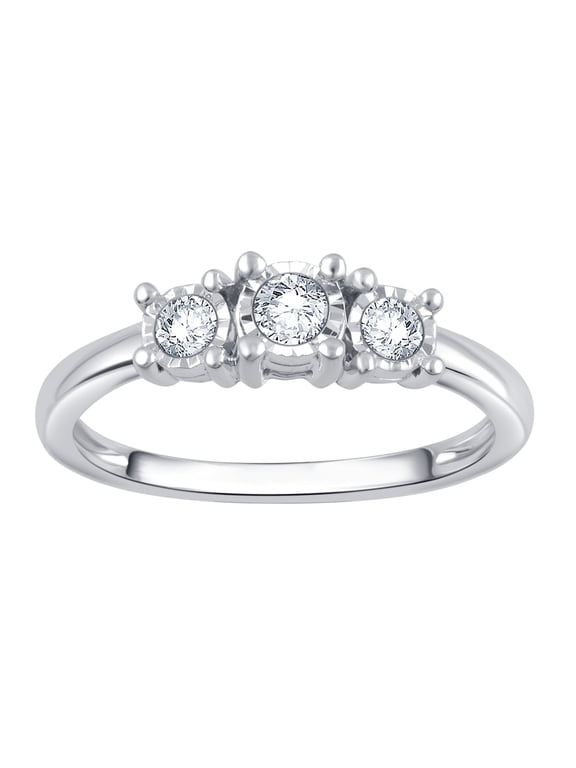 1/4 Cttw Diamond Three Stone Engagement Ring in Sterling Silver
