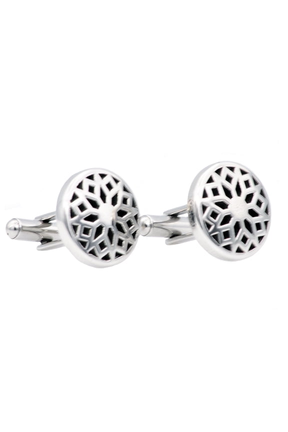 White and Black Men's Artistic Cuff Links in Stainless Steel