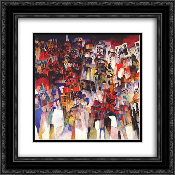 Aristarkh Lentulov 2x Matted 20x20 Black Ornate Framed Art Print 'Moscow'