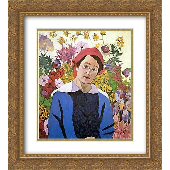 Aristarkh Lentulov 2x Matted 20x22 Gold Ornate Framed Art Print 'Portrait of M.P. Lentulova'