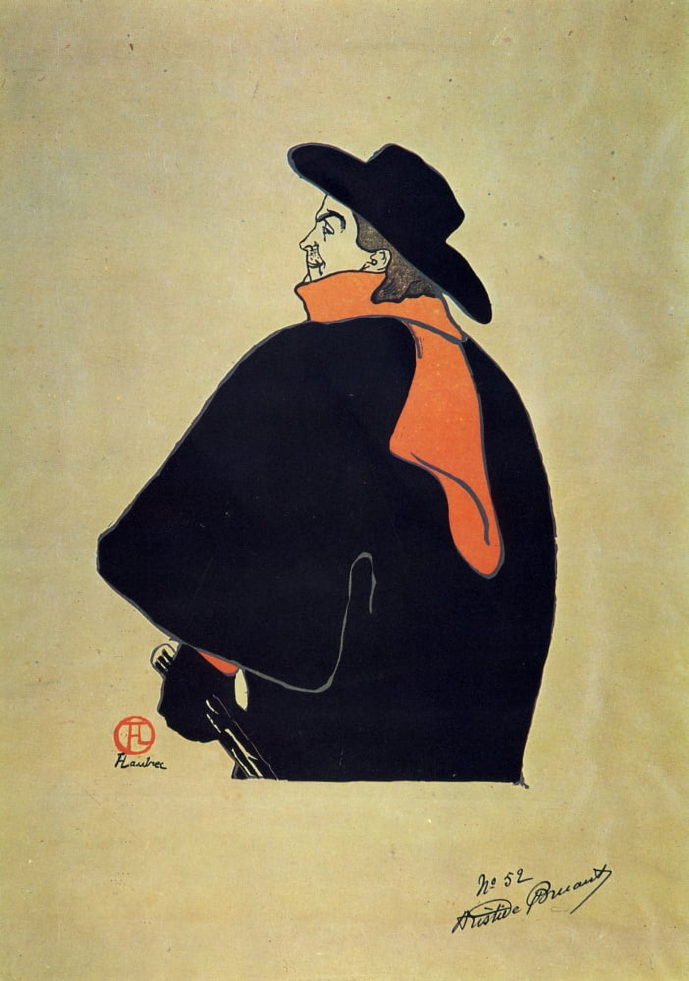 Aristide Bruant Canvas Art - Henri de Toulouse-Lautrec (18 x 24)