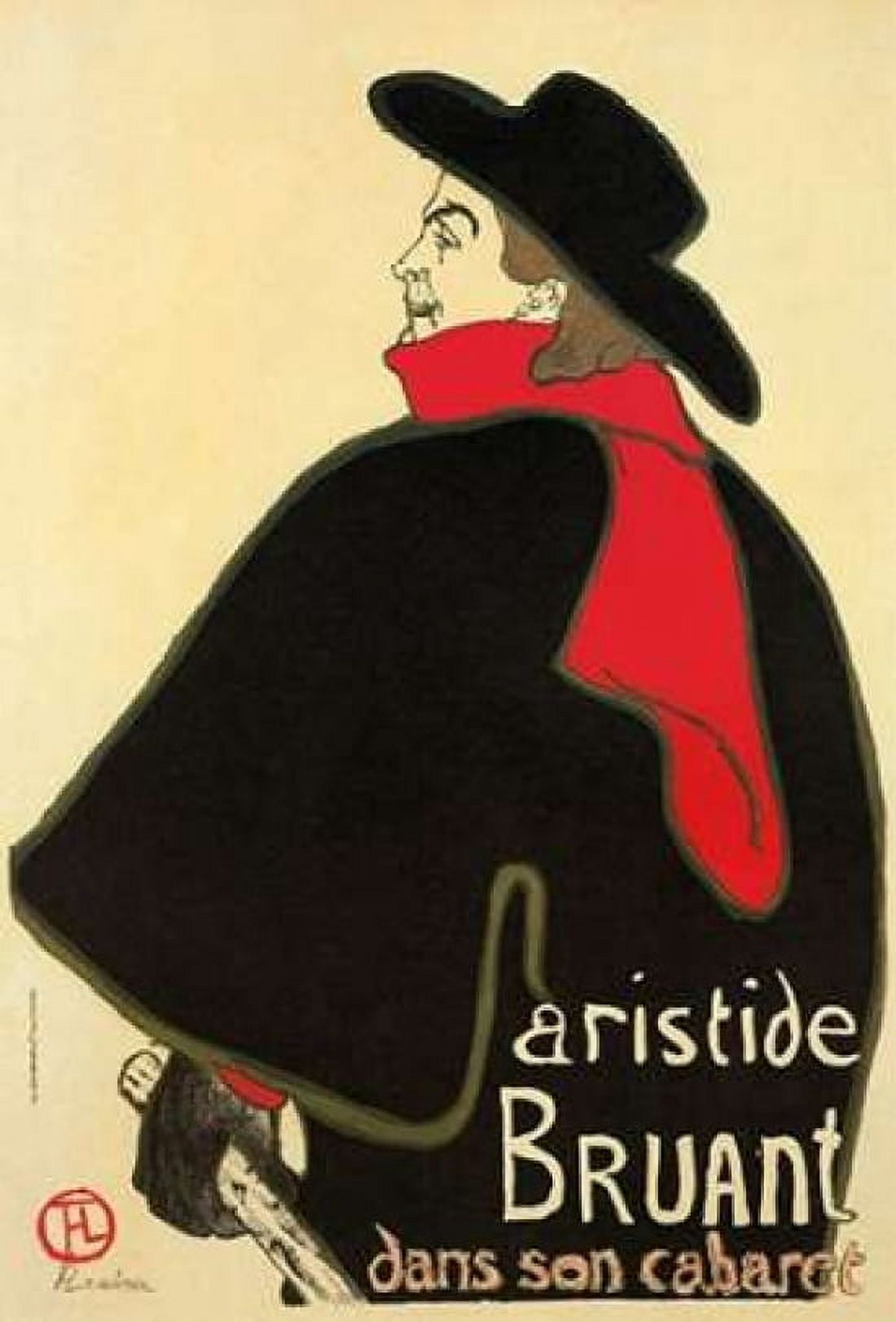 Aristide Bruant In His Cabaret Canvas Art - Henri Toulouse-Lautrec (20 x 28)
