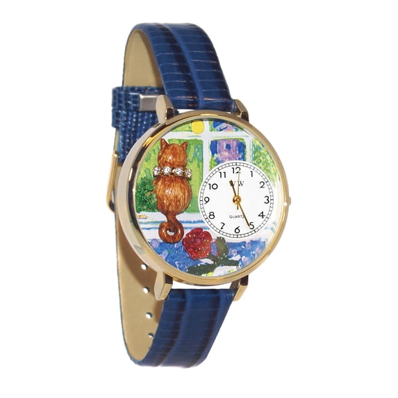 Aristo Cat Royal Blue Leather And Goldtone Watch