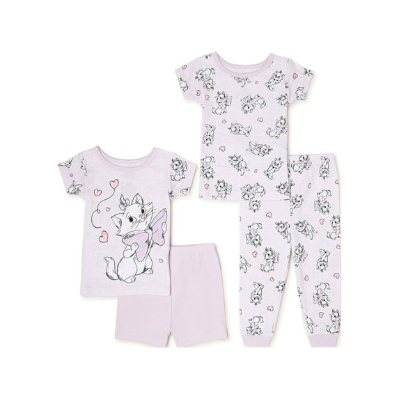 Aristocats Baby Girl T-Shirt, Short, and Pants Pajama Set, 4-Piece, Sizes 9M-24M