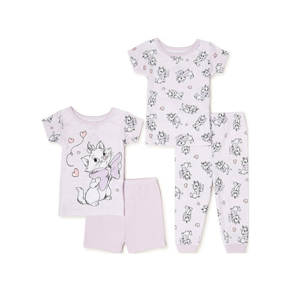 Aristocats Baby Girl T-Shirt, Short, and Pants Pajama Set, 4-Piece, Sizes 9M-24M
