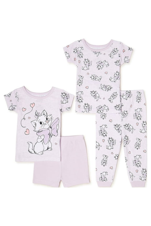 Aristocats Baby Girl T-Shirt, Short, and Pants Pajama Set, 4-Piece, Sizes 9M-24M