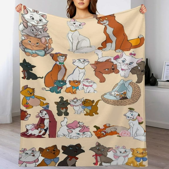 Aristocats Blanket Cute Soft Lightweight Fuzzy Plush Throw Blankets Cozy Flannel Blankets for Sofa Couch Travel Home Bedroom Decor Gifts 30"x40"