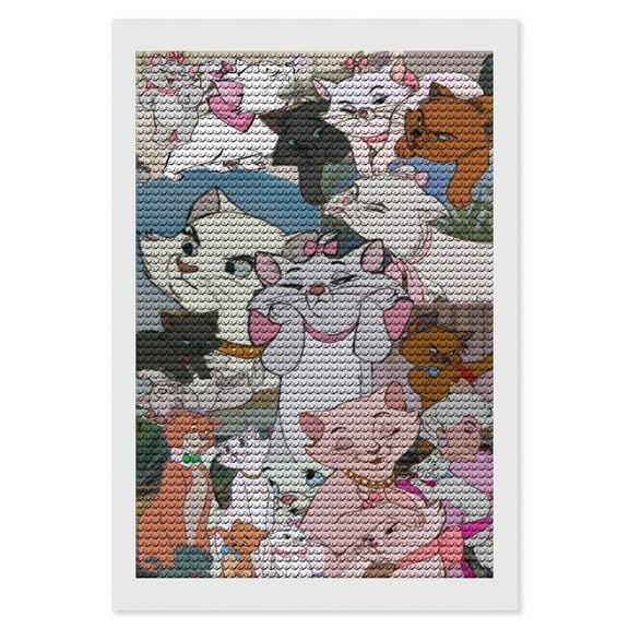 Aristocats Diamond Art Painting Kits, Cartoon Gem Dots Painting for Kids Adults, Arts Crafts DIY Paint Supplies for Gift Home Wall Decor 8"x12"