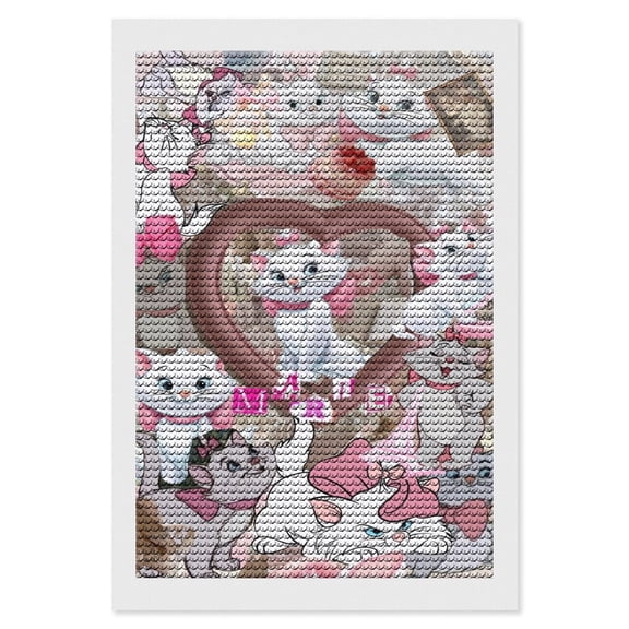 Aristocats Diamond Art Painting Kits, Cartoon Gem Dots Painting for Kids Adults, Arts Crafts DIY Paint Supplies for Gift Home Wall Decor 8"x12"