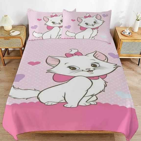 Aristocats Duvet Cover Set 3 Pieces Soft Comfy Comforter Cover with 2 Pillow Shams, Breathable Bedding Set 1 Quilt Cover (86"x70") and 2 Pillowcases (20"x30")
