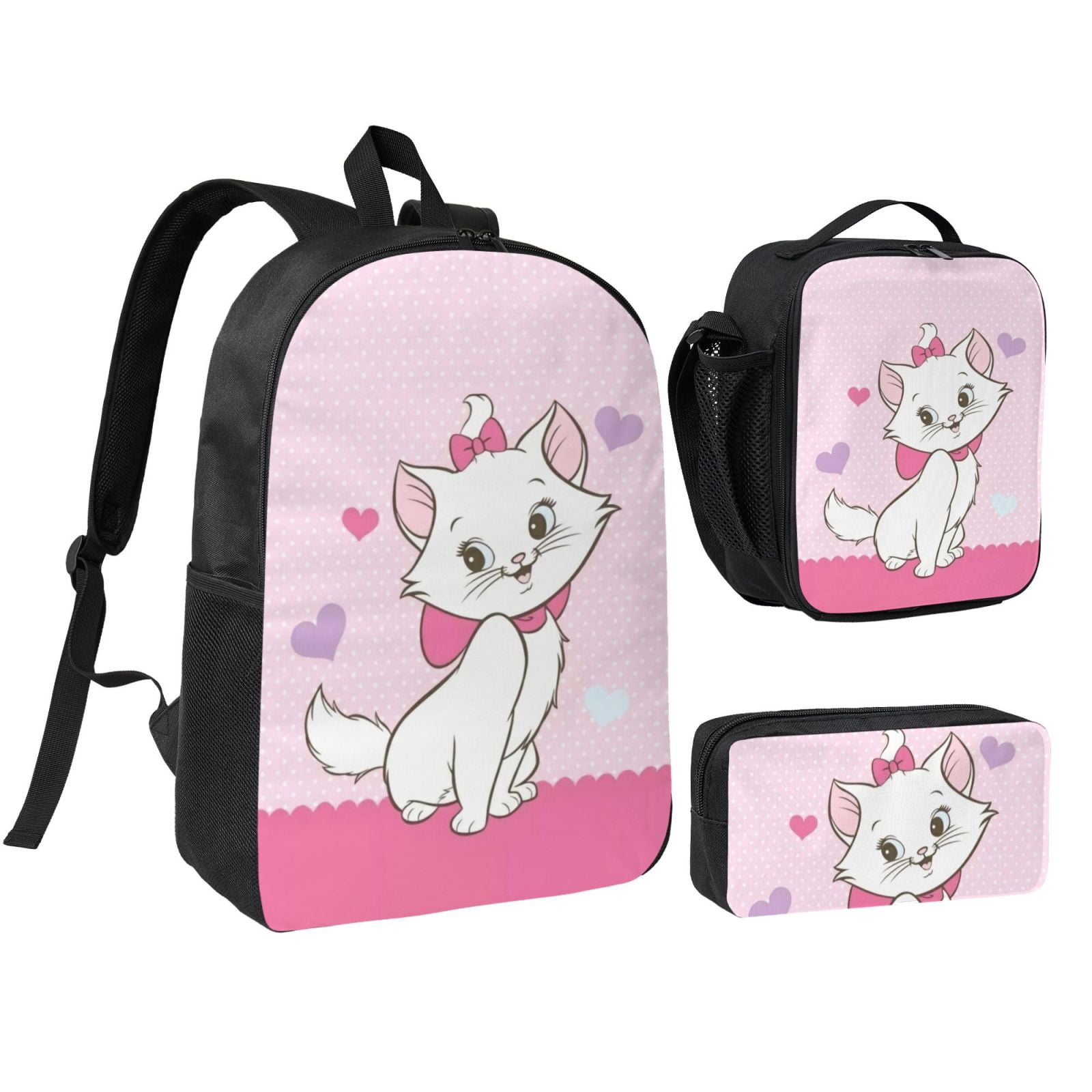 UNICEU Kids Backpack Set 3-Piece - School Bookbag With Lunch Bag & Pencil Case, Floral Llama Print - View #10