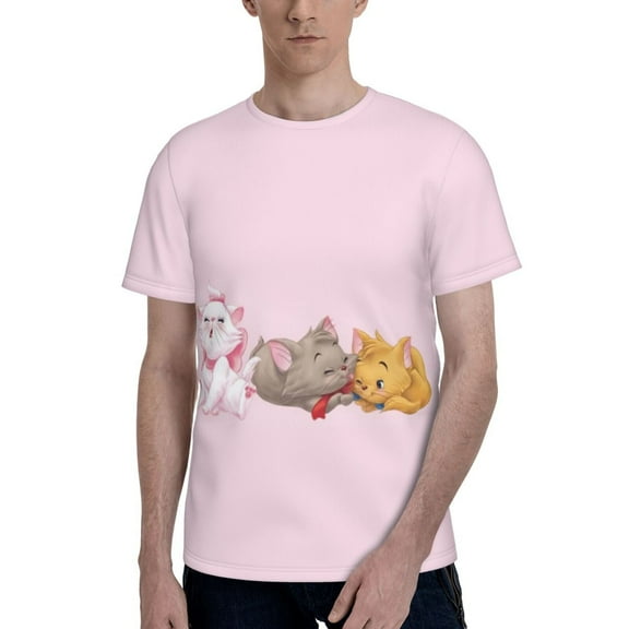 Aristocats Men's T-Shirt Graphic Print Crew Neck Unisex Short Sleeve Hip Hop Adults Tees Top Streetwear