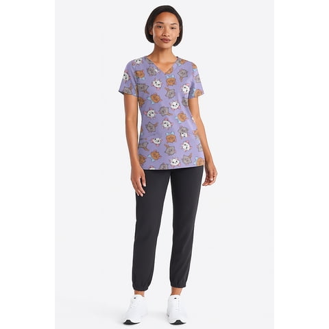 Aristocats Women's Graphic Scrub Top, Sizes S-3XL