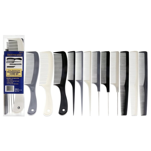 Aristocrat Assorted Color Professional Comb Set , 12 Pc Comb