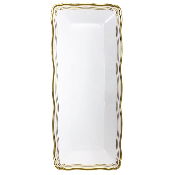 Aristocrat Collection White w/ Gold Rim Rectangular Narrow Trays 2ct.