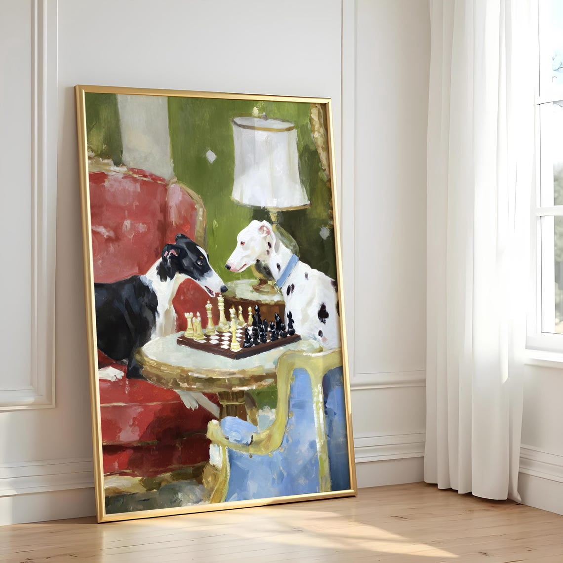 Aristocrat Dogs Playing Chess Wall Art Print, Stylish Modern Interior ...