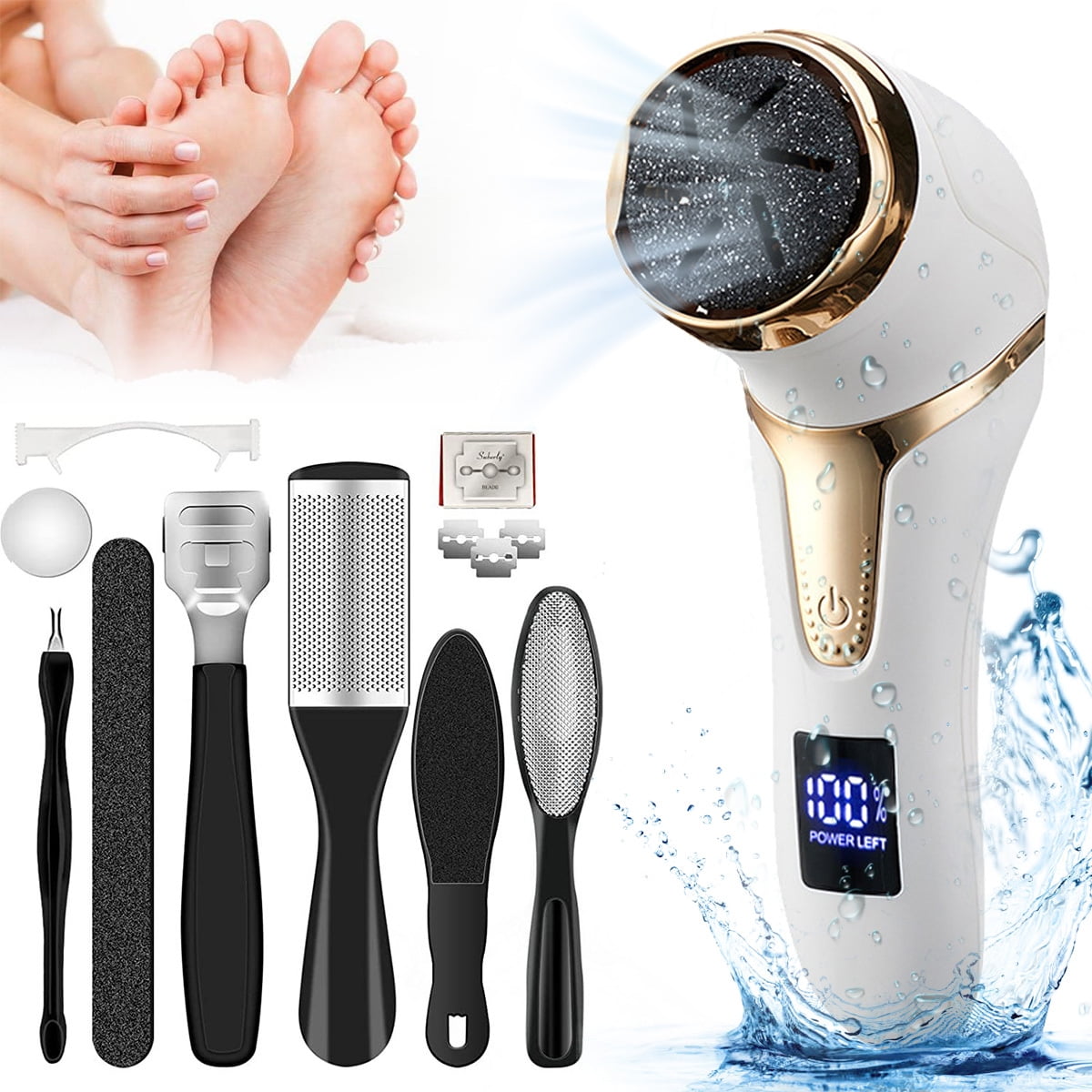 RUTAWZ Electric Callus Remover for Feet – Rechargeable Foot File & Pedicure Tools for Feet, Includes 10-in-1 Pedicure Kit