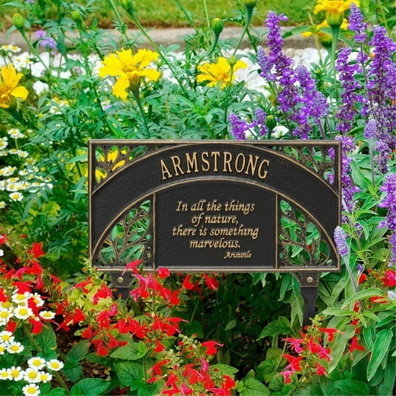 Aristotle Garden Personalized Lawn Plaque - Black/Gold