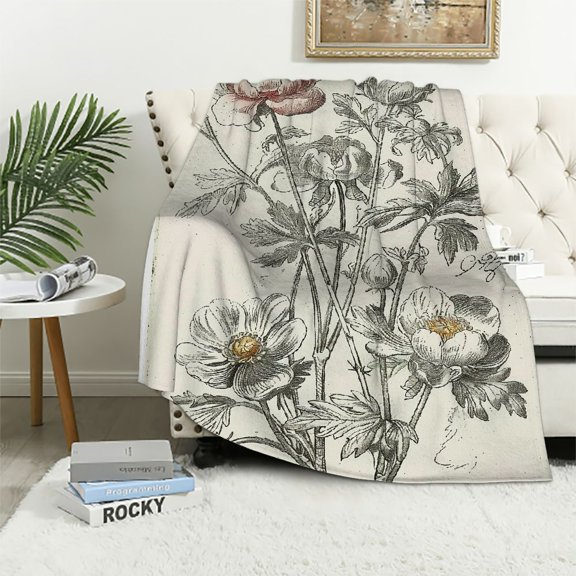Aristuring Flowers Bird Etching Lightweight Soft Blanket for All Seasons Anti-Pilling Flannel Blanket 50x60in
