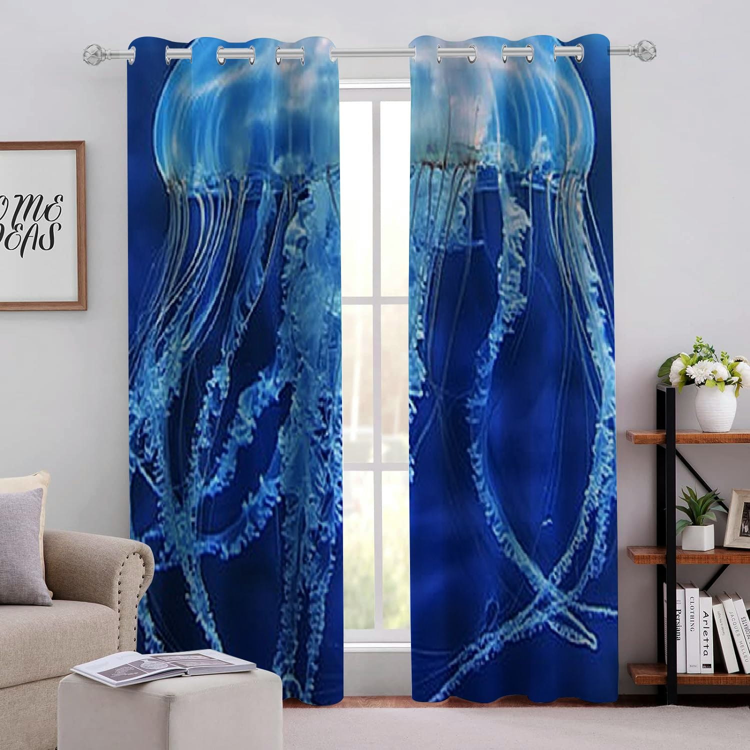 Aristuring Jellyfish Perforated Blackout Curtains 2Pack Light