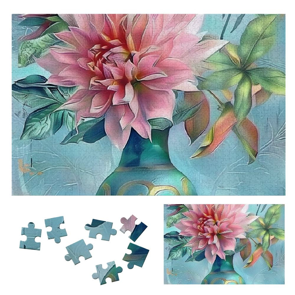 Jiayy Pink Flower Wooden Jigsaw Puzzle Leisure Game Toy Gift for Family ...