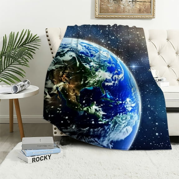 Aristuring Planets Stars Earth Theme Anti-Pilling Flannel Blanket for Bed All Seasons Long-Lasting Lightweight Durable Soft Blanket 60x80in