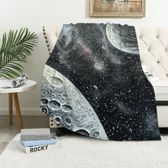 Jiayy Planets Stars Space Art Flannel Blanket Long-lasting Blanket for All Seasons Super Soft Blanket 60x80in