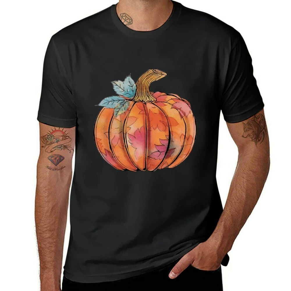 Aristuring Pumpkin Folk Art Graphic Tees Funny Men's Short Sleeve