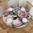 Aristuring Rabbit Floral Arrangement Round Tablecloth 100 Polyester