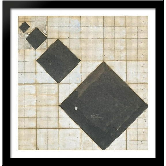 Arithmetic composition 28x28 Large Black Wood Framed Print Art by Theo van Doesburg