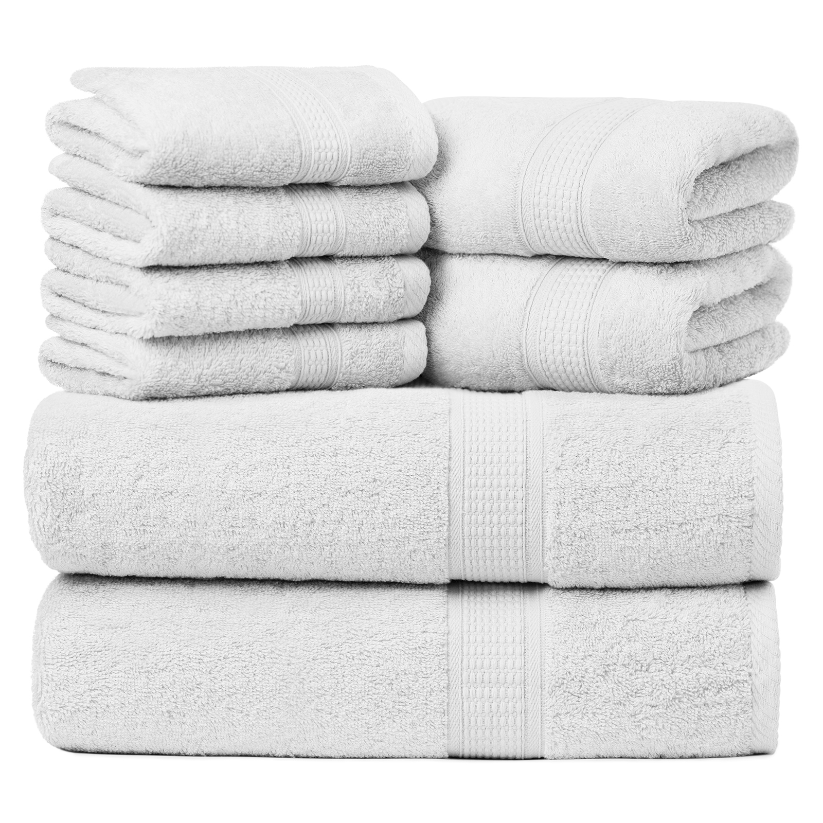 Ariv Towels 8 Piece Premium Bamboo Cotton Bath Towels Set Suitable for Sensitive Skin Daily Use Soft Quick Drying Highly Absorbent Towels for Bathroom Gym Hotel Spa White Walmart