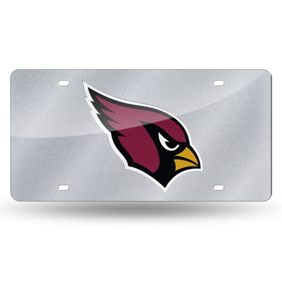 Arizon NFL Cardinals Silver Glitter Look 12x6 LASER License Plate Tag